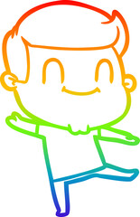 rainbow gradient line drawing cartoon happy man