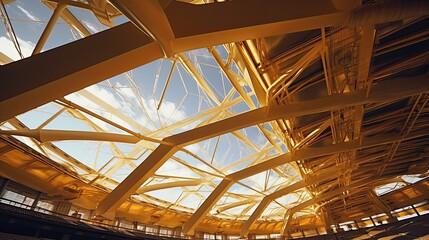 Stadium roof cantilever beam steel structure - obrazy, fototapety, plakaty