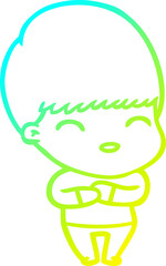 cold gradient line drawing happy cartoon boy