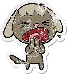 distressed sticker of a cute cartoon dog barking