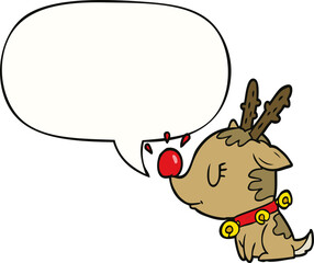 cartoon christmas reindeer and speech bubble