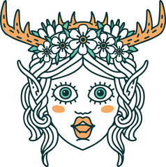 elf druid character face illustration