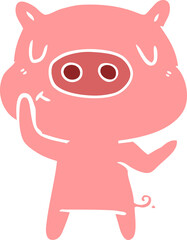 flat color style cartoon content pig