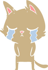 crying flat color style cartoon cat