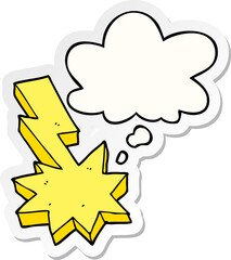 cartoon lightning strike and thought bubble as a printed sticker