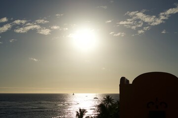 Hawaiian sunset and seascape of Waikiki