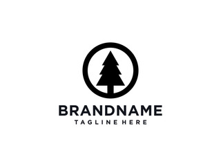 pine tree logo line art vector symbol illustration design, landscape symbol