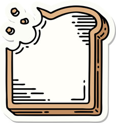 tattoo style sticker of a bitten slice of bread