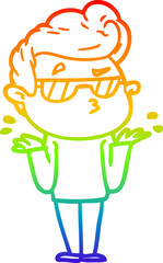 rainbow gradient line drawing cartoon cool guy