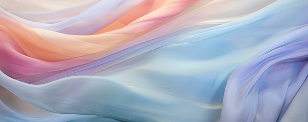 Abstract pastel blowing silk fabric. Gusting delicate scarves. Iridescent curtains billowing in the...