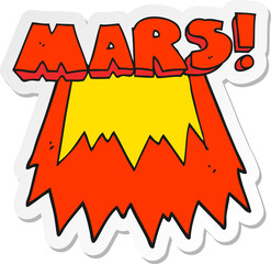 sticker of a cartoon Mars text symbol