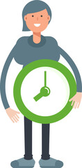 Woman Character Holding Clock
