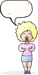cartoon screaming woman with speech bubble
