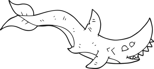 black and white cartoon shark