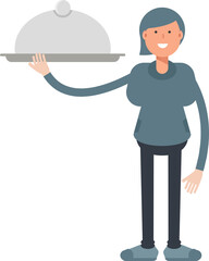 Woman Character Holding Food Dish
