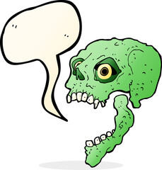 cartoon scary skull with speech bubble