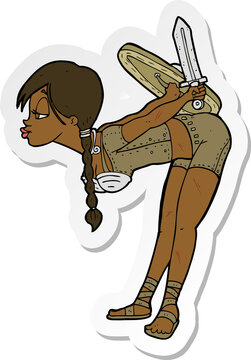 recommend clip art: sticker of a cartoon viking girl bowing