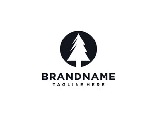 pine tree logo line art vector symbol illustration design, landscape symbol