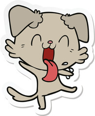 Obraz premium sticker of a cartoon panting dog