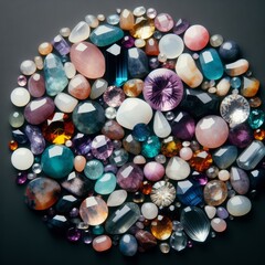 Fototapeta na wymiar Closeup of many colorful gemstones