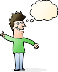 Obraz premium cartoon happy man with thought bubble