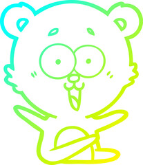 cold gradient line drawing laughing teddy  bear cartoon