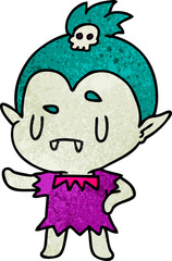 textured cartoon kawaii of cute vampire girl