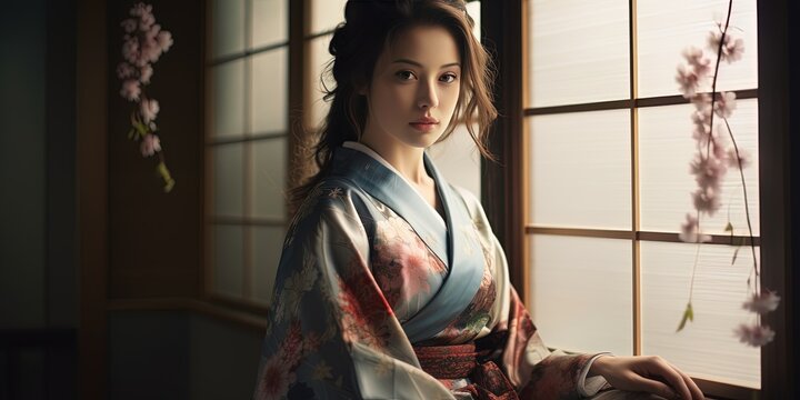 Living in the traditional way. A woman in kimono.