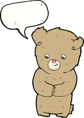 cartoon teddy bear with speech bubble