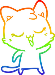 rainbow gradient line drawing cartoon cat