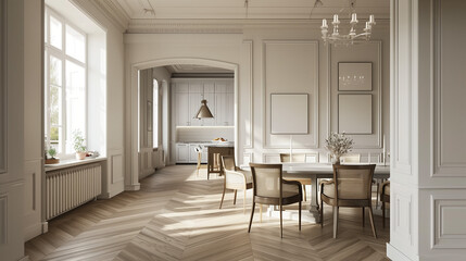 dining room interior modern minimalist french classic wainscoting panels design