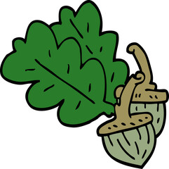 cartoon doodle acorn