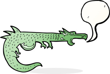 Obraz premium cartoon medieval dragon with speech bubble