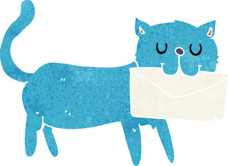 cartoon cat carrying letter