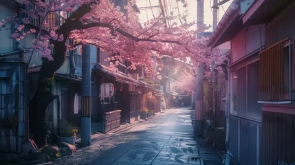 Rolgordijnen Spring street season in Japanese city © zakariastts