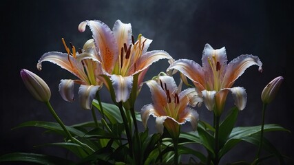 Obraz premium Stunning Macro Close-Up Shot of Lily Flowers with Soft Blur Background