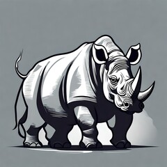 Fototapeta premium A simple yet impactful depiction of a charging rhinoceros in a sleek, modern vector logo, expressing strength and untamed spirit.