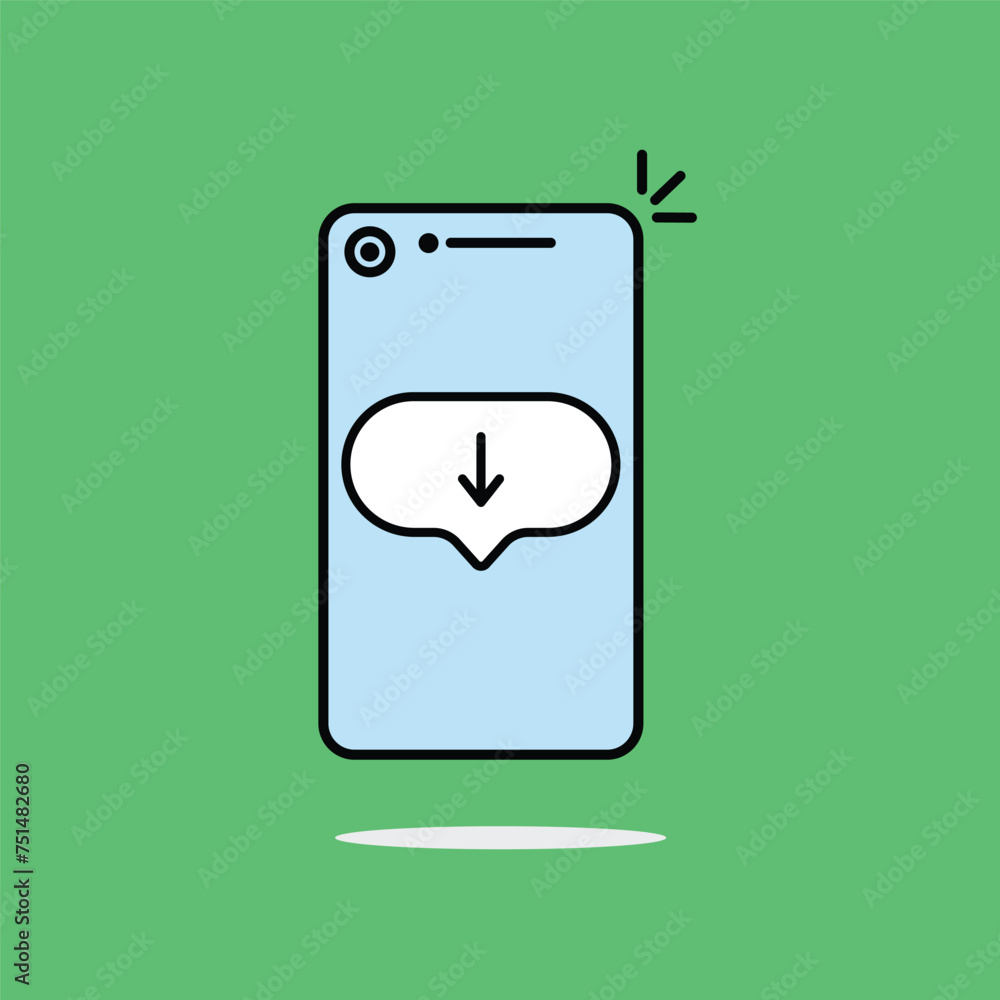 Fototapete linear cartoon phone with download message. flat simple style trend modern graphic design web elemen