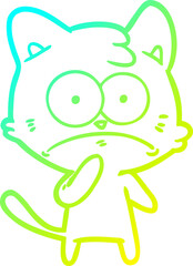 Obraz premium cold gradient line drawing cartoon nervous cat