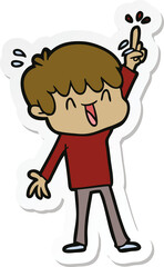 sticker of a cartoon laughing boy