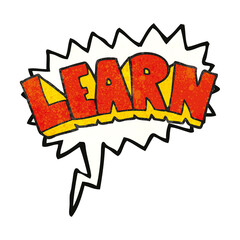 speech bubble textured cartoon learn symbol