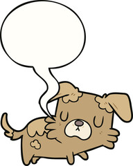 cartoon little dog and speech bubble