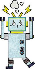 retro grunge texture cartoon robot