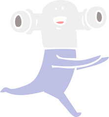 friendly flat color style cartoon alien running