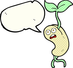 comic book speech bubble cartoon sprouting seed