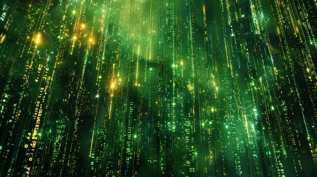 An artistic backdrop featuring intricate programming patterns and digital code, symbolizing the beauty of software development and data processing.