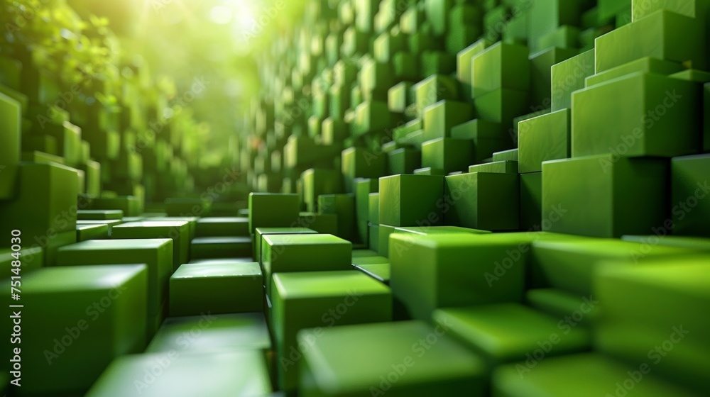 Poster a geometric abstract green background with rectangular boxes creates a sense of order and balance, a