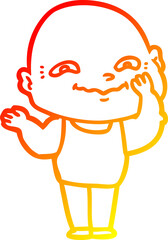 warm gradient line drawing cartoon creepy guy