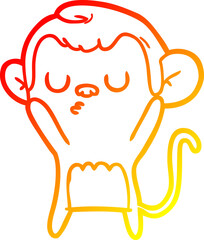 warm gradient line drawing cartoon monkey