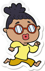 sticker of a cartoon woman wearing spectacles